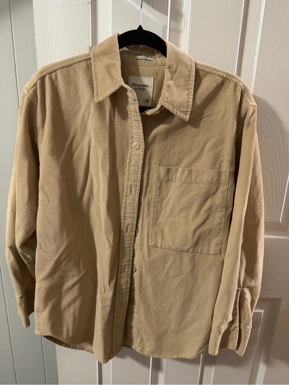 Abercrombie & Fitch Beige Corduroy Oversized Button-Up